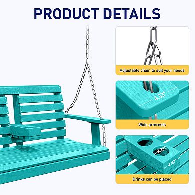 Hdpe Plastic Outdoor Porch Swing for 2-Person