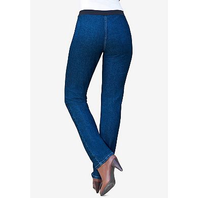 Roaman's Women's Plus Size Petite Plus Size Invisible Stretch All Day Straight-Leg Jean
