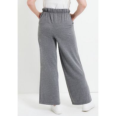 June + Vie Women's Plus Size French Terry Wide-leg Pant