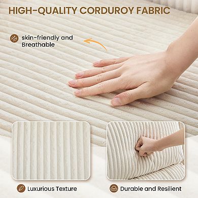 SERWALL Corduroy Solid Wood Armchairs, Thick Cushion Seat & Overstuffed Backrest