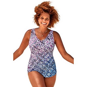 Swimsuits for All Women's Sarong Front One Piece Swimsuit