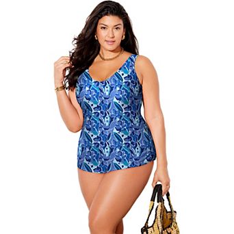 Swimsuits for All Women's Sarong Front One Piece Swimsuit