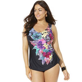 Swimsuits for All Women's Sarong Front One Piece Swimsuit