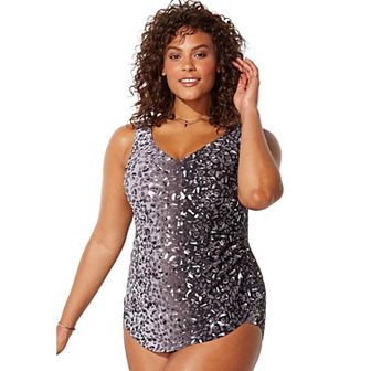 Swimsuits for All Women's Sarong Front One Piece Swimsuit