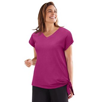 Woman Within Plus Size Side Tie Knit Tee