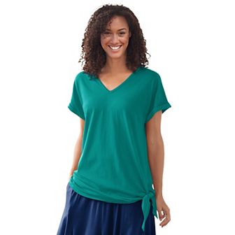 Woman Within Plus Size Side Tie Knit Tee