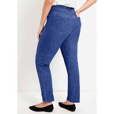 June + Vie Women's Plus Size Curvie Fit Straight-leg Jeans