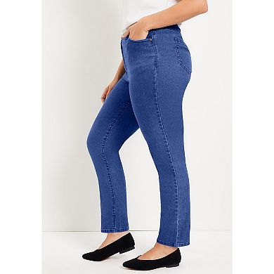 June & Vie Women's Plus Size Curvie Fit Straight-Leg Jeans