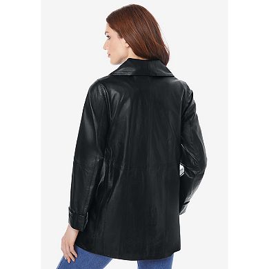 Roaman's Women's Plus Size A-Line Leather Jacket