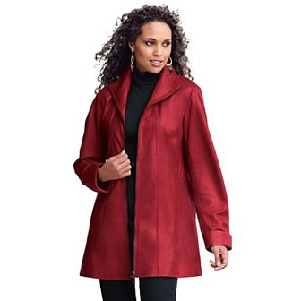 Roaman's Women's Plus Size Plus Size A-Line Leather Jacket