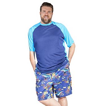 KingSize Men's Big & Tall Cling-Free Raglan Short Sleeve Swim Shirt