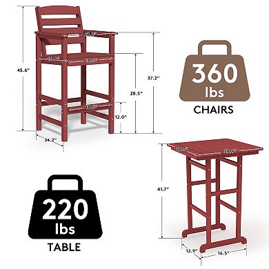 Plastic Tall Adirondack Chair Set Of 3-piece