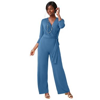 Jessica London Women's Plus Size Wide Leg Knit Jumpsuit