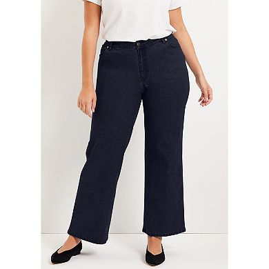 June & Vie Women's Plus Size Curvie Fit Wide-Leg Jeans