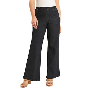 June + Vie Women's Plus Size Curvie Fit Wide-Leg Jeans