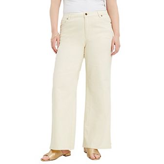 June + Vie Women's Plus Size Curvie Fit Wide-Leg Jeans