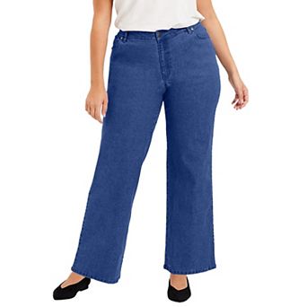 June & Vie Women's Plus Size Curvie Fit Wide-Leg Jeans