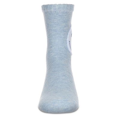 Girls' Fuzzy Smiley Face Crew Socks