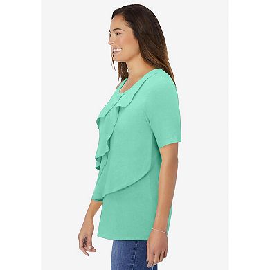 Woman Within Plus Size Ruffle Tee