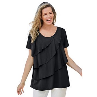 Woman Within Plus Size Ruffle Tee