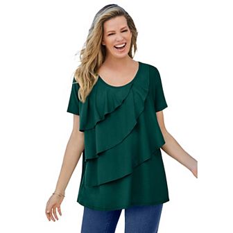 Woman Within Plus Size Ruffle Tee