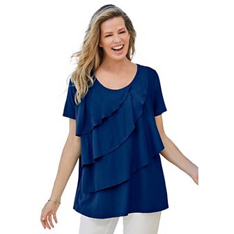 Woman Within Plus Size Ruffle Tee