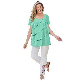 Woman Within Plus Size Ruffle Tee