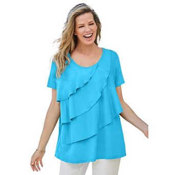 Woman Within Plus Size Ruffle Tee