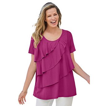 Woman Within Plus Size Ruffle Tee
