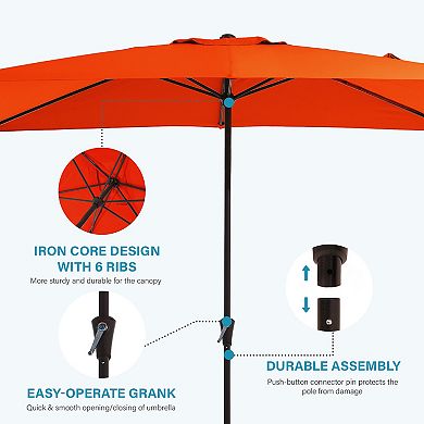 Serwall 8 X 10 Ft. Steel Rectangular Patio Market Umbrella with Crank & Tilt