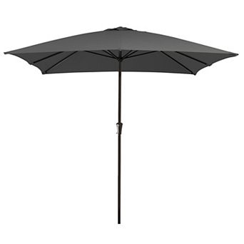 8 X 10 Ft No Tilt Iron Rectangular Patio Market Umbrella with Crank