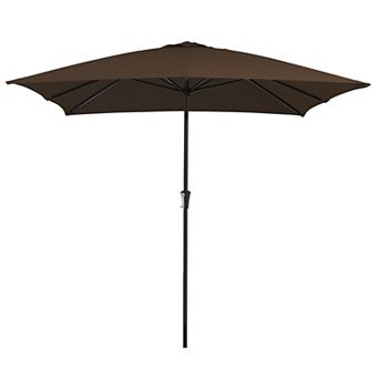 8 X 10 Ft No Tilt Iron Rectangular Patio Market Umbrella with Crank
