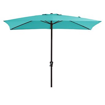 8 X 10 Ft No Tilt Iron Rectangular Patio Market Umbrella with Crank