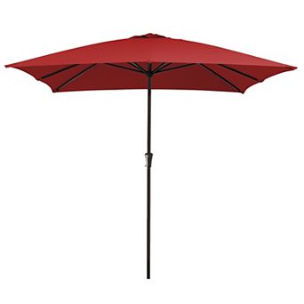 8 X 10 Ft No Tilt Iron Rectangular Patio Market Umbrella with Crank