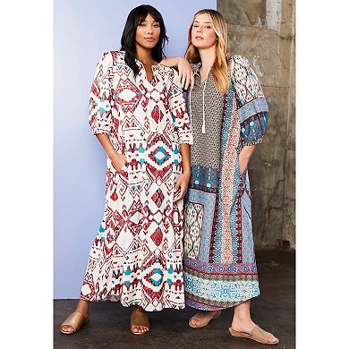 June & Vie Women's Plus Size Boho Maxi Dress