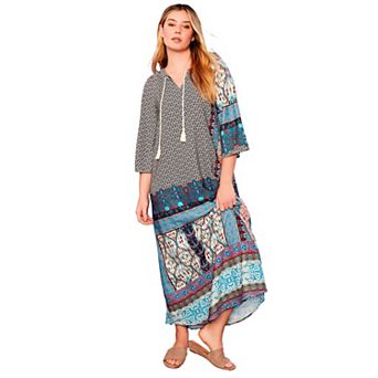 June + Vie Women's Plus Size Halcion Boho Maxi Dress