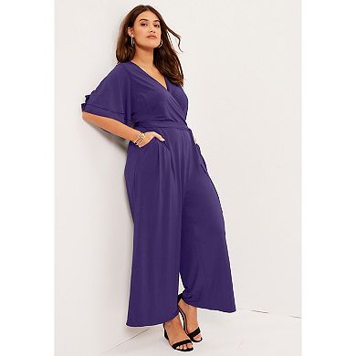 June & Vie Women's Plus Size Wide-Leg Jumpsuit