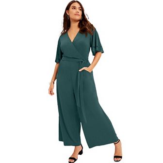 June + Vie Women's Plus Size Wide-Leg Jumpsuit