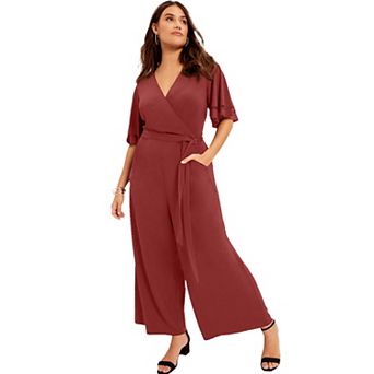 June & Vie Women's Plus Size Wide-Leg Jumpsuit