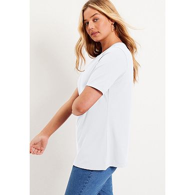 June + Vie Women's Plus Size Short-Sleeve Crewneck One + Only Tee