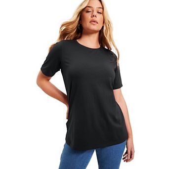 June + Vie Women's Plus Size Short-Sleeve Crewneck One + Only Tee