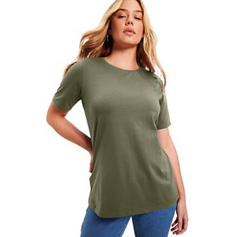 June + Vie Women's Plus Size Short-Sleeve Crewneck One + Only Tee