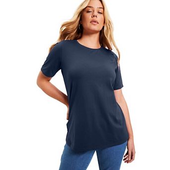 June + Vie Women's Plus Size Short-Sleeve Crewneck One + Only Tee