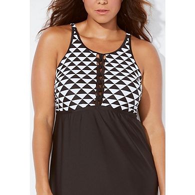 Swimsuits for All Women's Macrame High Neck Swimdress