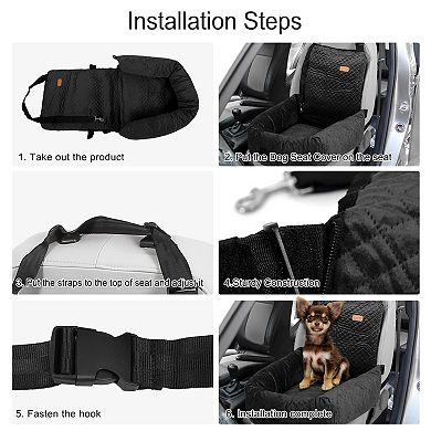 Dog Car Seat Booster Seat Adjustable Straps For Medium Small Sized Pets Seat Travel Bed