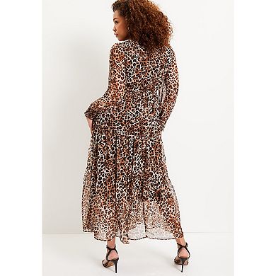 June + Vie Women's Plus Size Tiered Maxi Dress