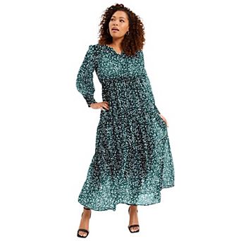 June + Vie Women's Plus Size Tiered Maxi Dress