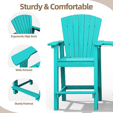 Outdoor Tall Adirondack Chair Set Of 2 With Connecting Tray