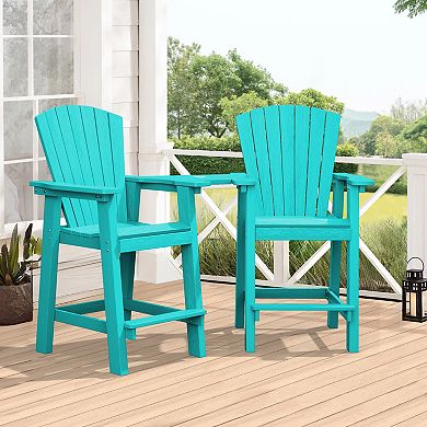 Outdoor Tall Adirondack Chair Set Of 2 With Connecting Tray