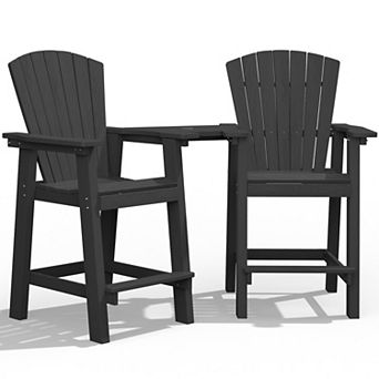 Outdoor Tall Adirondack Chair Set Of 2 With Connecting Tray